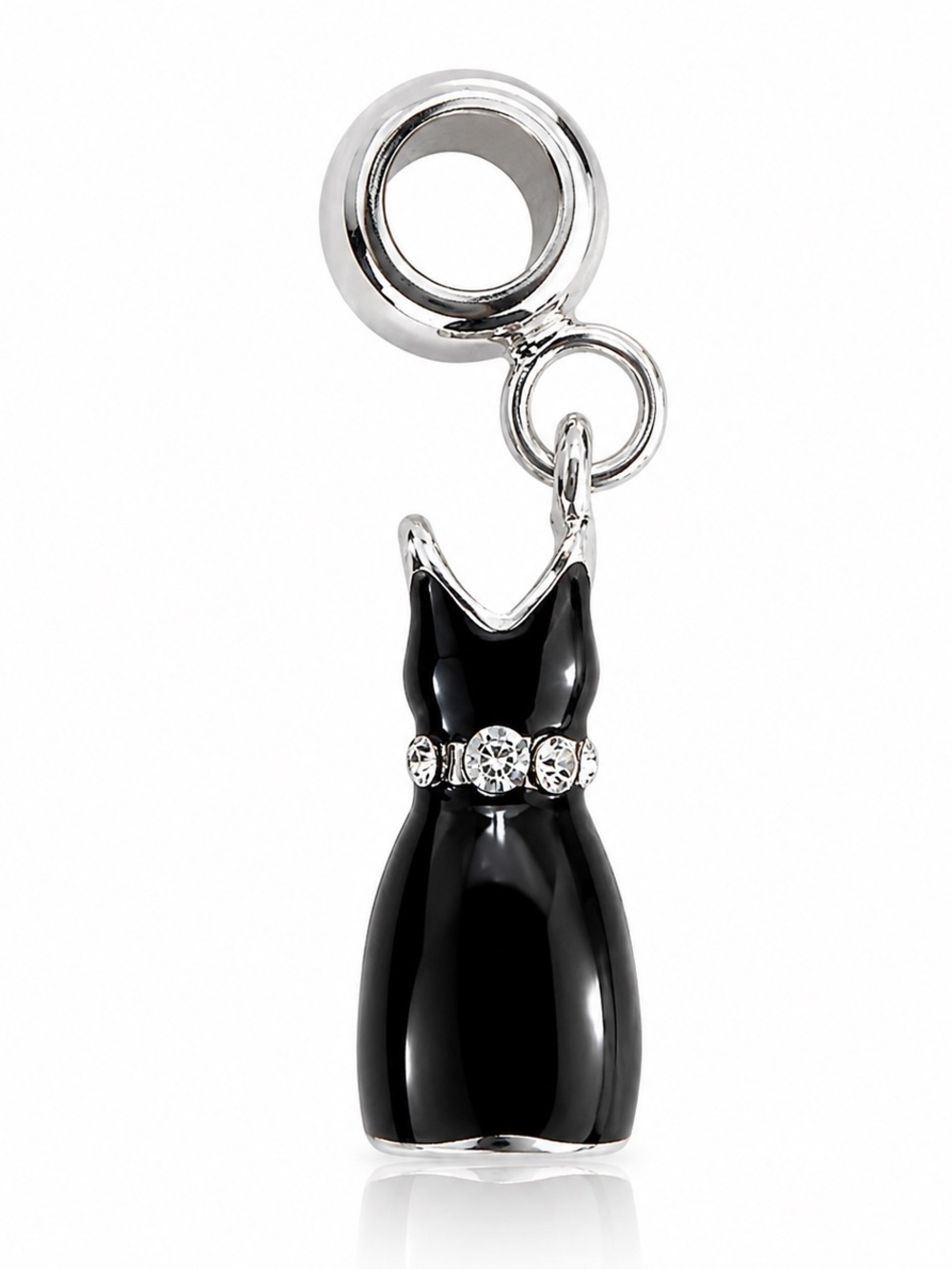 Silver Little Black Dress Rhinestone Charm Pandora Compatible